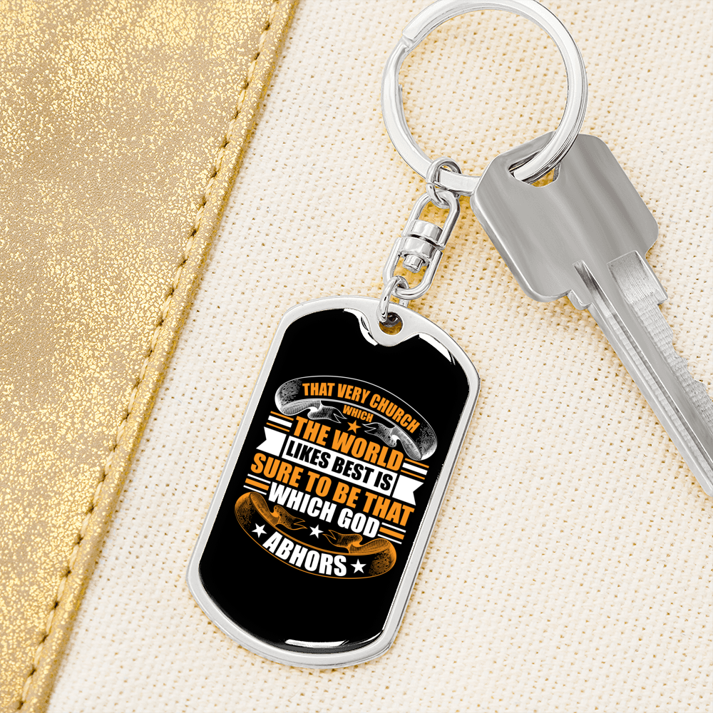 That Very Church Keychain Stainless Steel or 18k Gold Dog Tag Keyring-Express Your Love Gifts