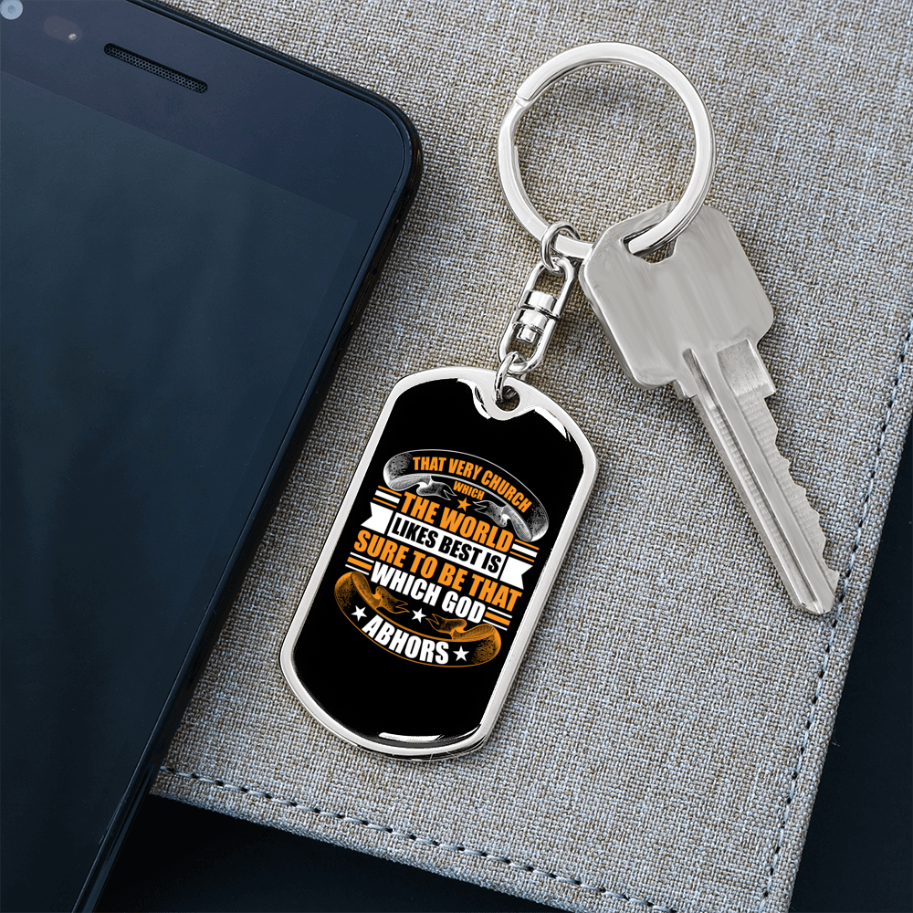 That Very Church Keychain Stainless Steel or 18k Gold Dog Tag Keyring-Express Your Love Gifts