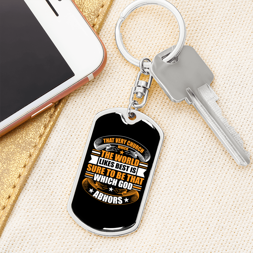 That Very Church Keychain Stainless Steel or 18k Gold Dog Tag Keyring-Express Your Love Gifts