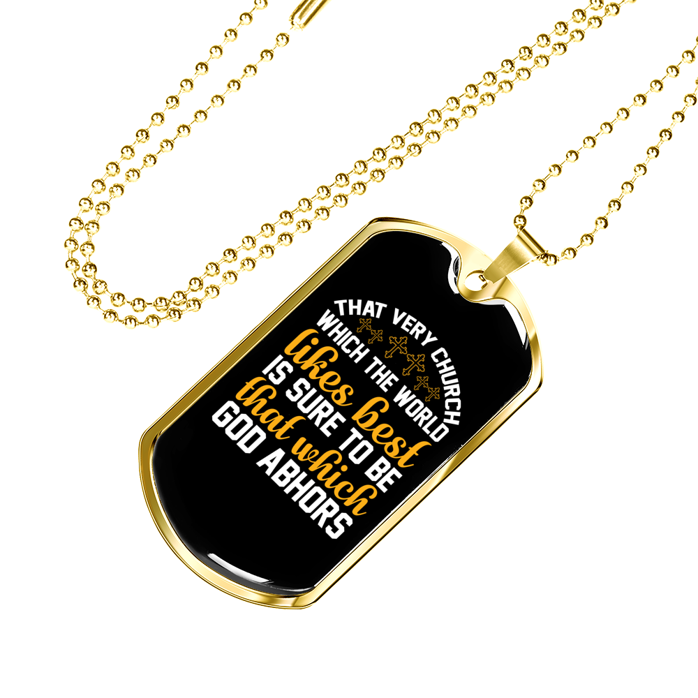 That Very Church The World Christian Necklace Stainless Steel or 18k Gold Dog Tag 24" Chain-Express Your Love Gifts