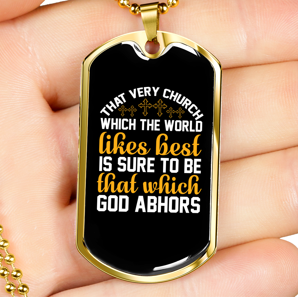 That Very Church The World Christian Necklace Stainless Steel or 18k Gold Dog Tag 24" Chain-Express Your Love Gifts