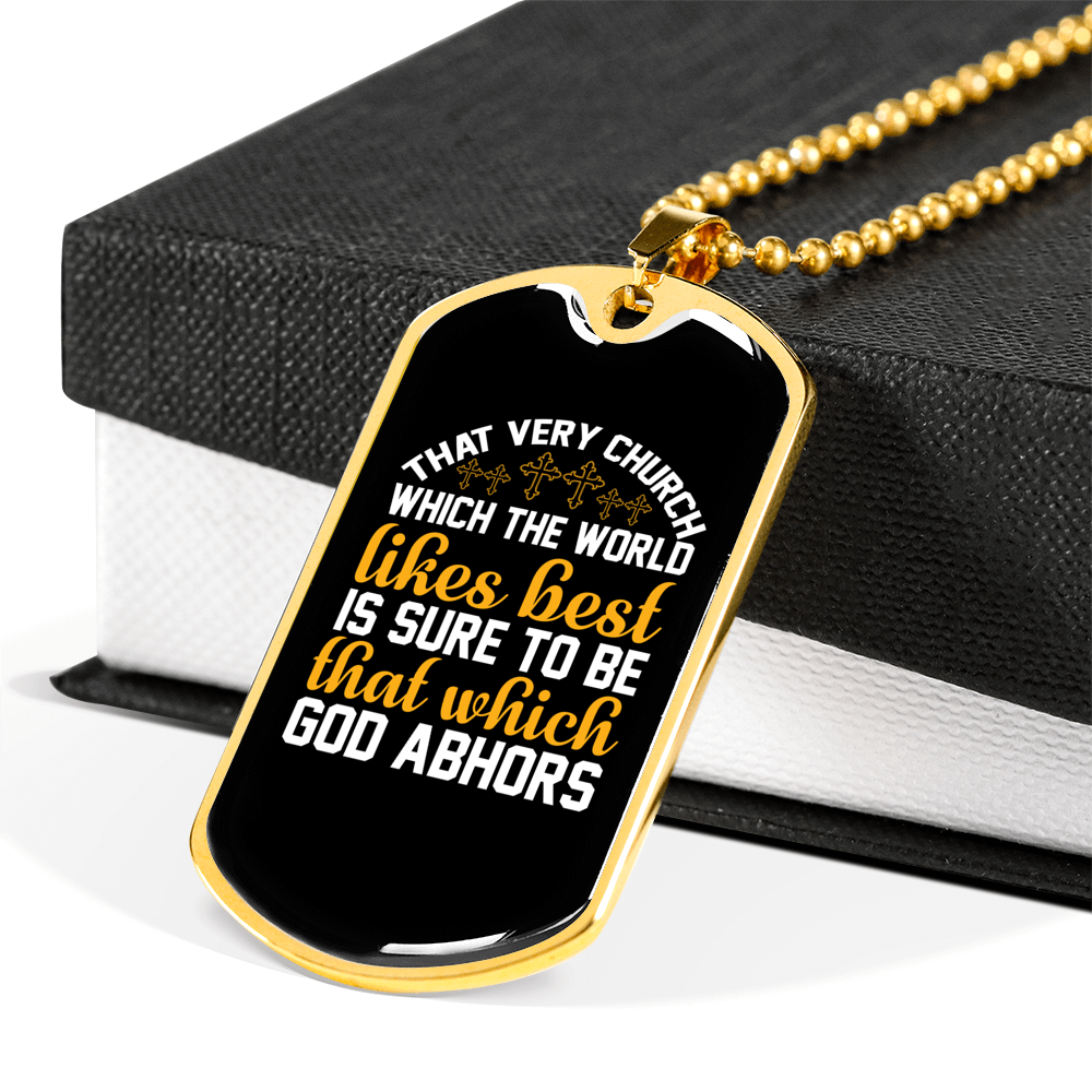 That Very Church The World Christian Necklace Stainless Steel or 18k Gold Dog Tag 24" Chain-Express Your Love Gifts