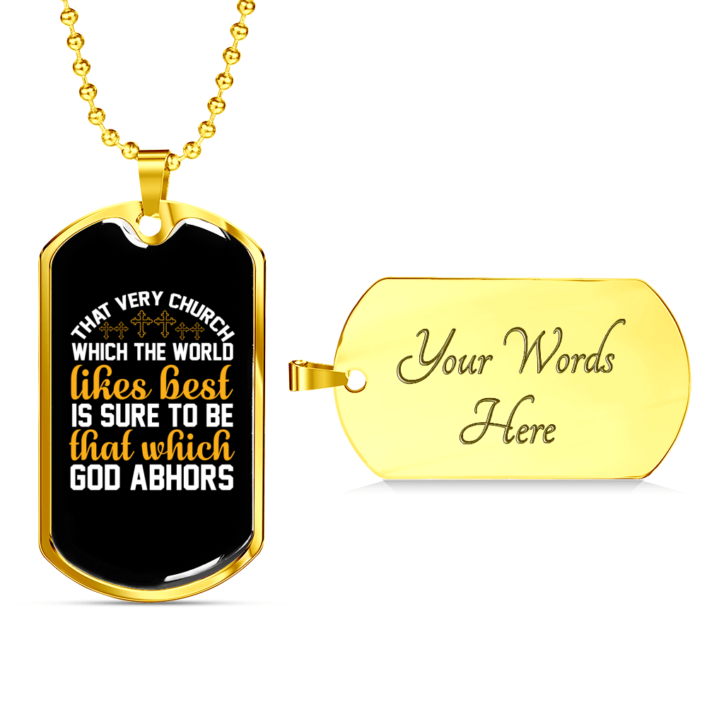 That Very Church The World Christian Necklace Stainless Steel or 18k Gold Dog Tag 24" Chain-Express Your Love Gifts