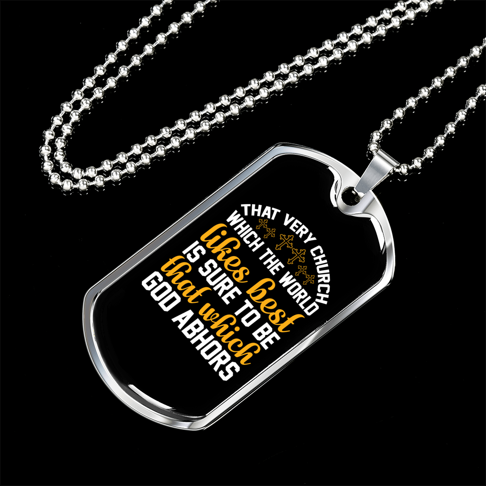 That Very Church The World Christian Necklace Stainless Steel or 18k Gold Dog Tag 24" Chain-Express Your Love Gifts