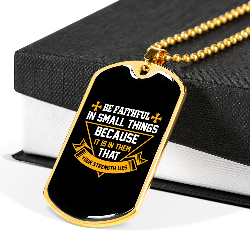 That Your Strengh Lies Christian Necklace Stainless Steel or 18k Gold Dog Tag 24" Chain-Express Your Love Gifts