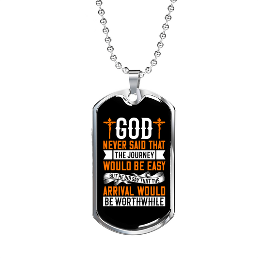 The Arrival Would Be Worthwhile Necklace Stainless Steel or 18k Gold Dog Tag 24" Chain-Express Your Love Gifts