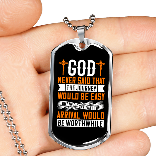 The Arrival Would Be Worthwhile Necklace Stainless Steel or 18k Gold Dog Tag 24" Chain-Express Your Love Gifts