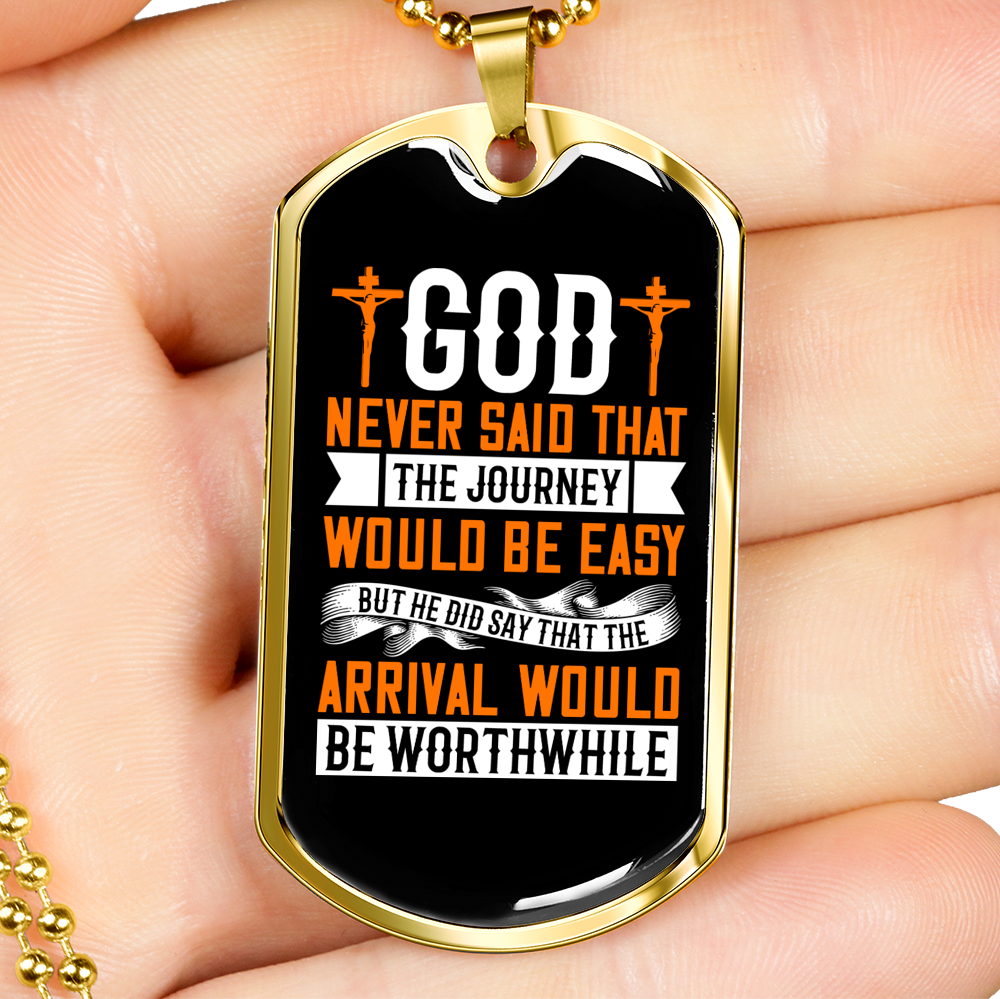 The Arrival Would Be Worthwhile Necklace Stainless Steel or 18k Gold Dog Tag 24" Chain-Express Your Love Gifts