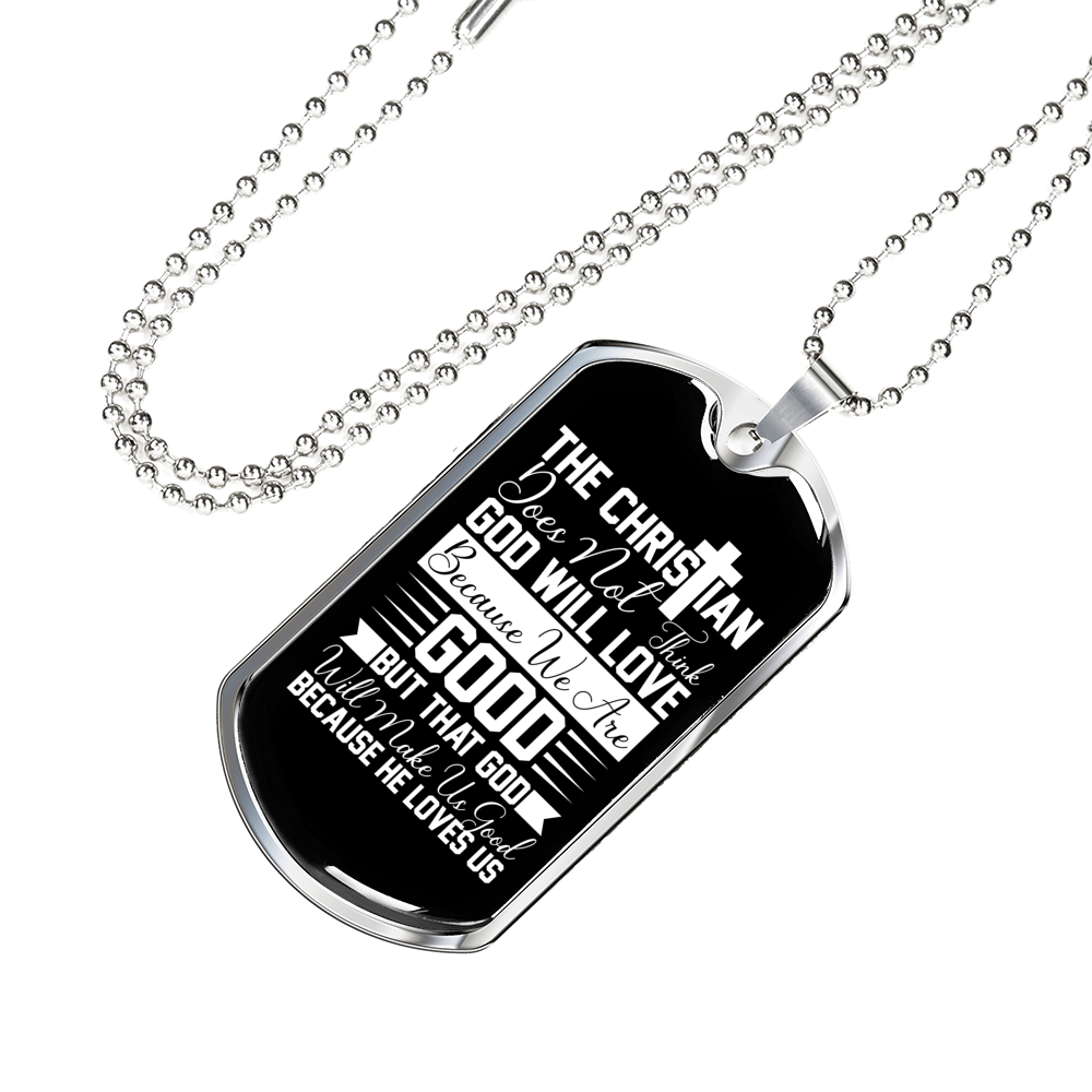 The Christian Does Christian Necklace Stainless Steel or 18k Gold Dog Tag 24" Chain-Express Your Love Gifts