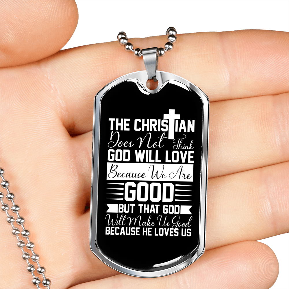 The Christian Does Christian Necklace Stainless Steel or 18k Gold Dog Tag 24" Chain-Express Your Love Gifts