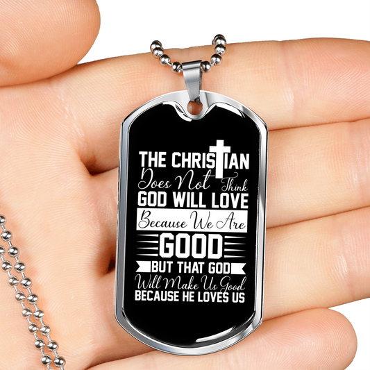 The Christian Does Christian Necklace Stainless Steel or 18k Gold Dog Tag 24" Chain-Express Your Love Gifts