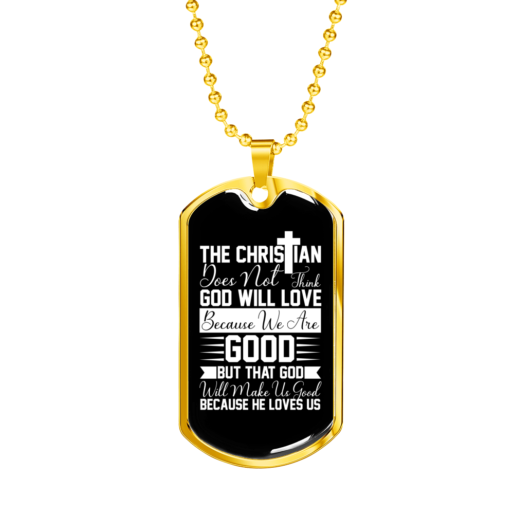 The Christian Does Christian Necklace Stainless Steel or 18k Gold Dog Tag 24" Chain-Express Your Love Gifts