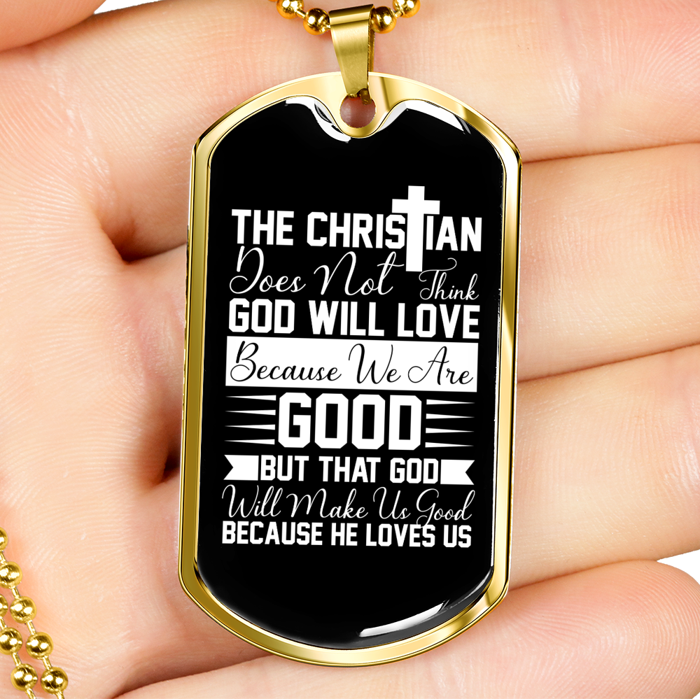The Christian Does Christian Necklace Stainless Steel or 18k Gold Dog Tag 24" Chain-Express Your Love Gifts