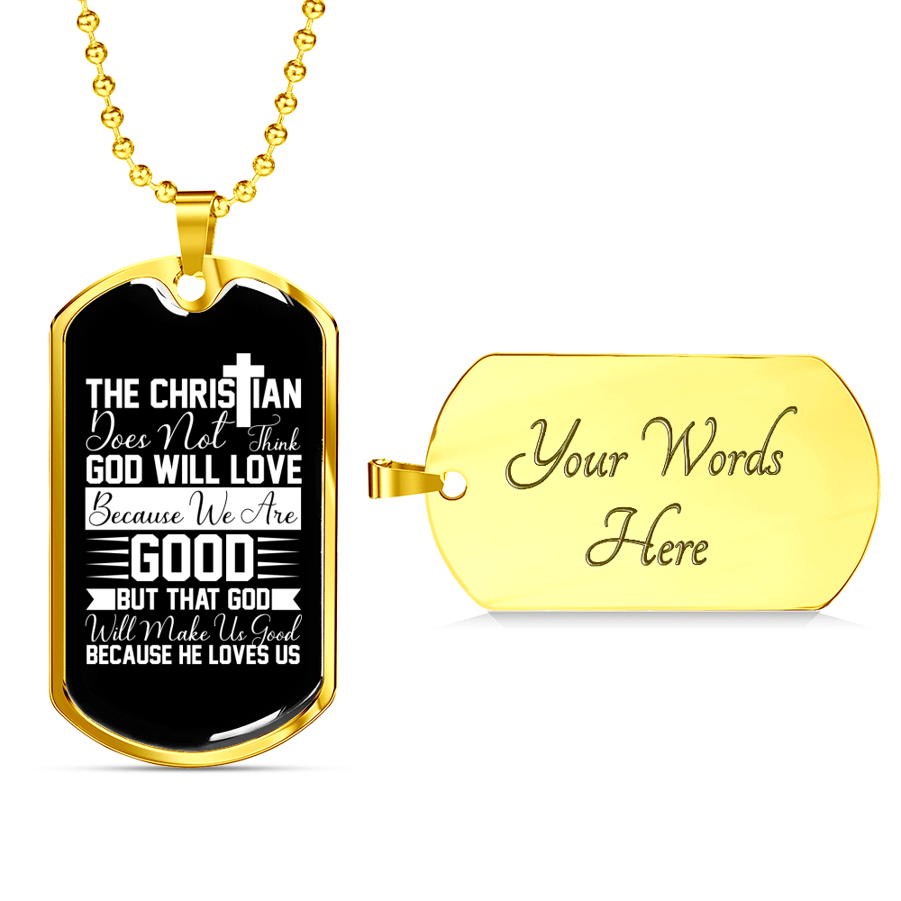 The Christian Does Christian Necklace Stainless Steel or 18k Gold Dog Tag 24" Chain-Express Your Love Gifts