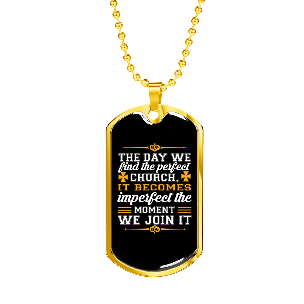 The Church Christian Necklace Stainless Steel or 18k Gold Dog Tag 24" Chain-Express Your Love Gifts