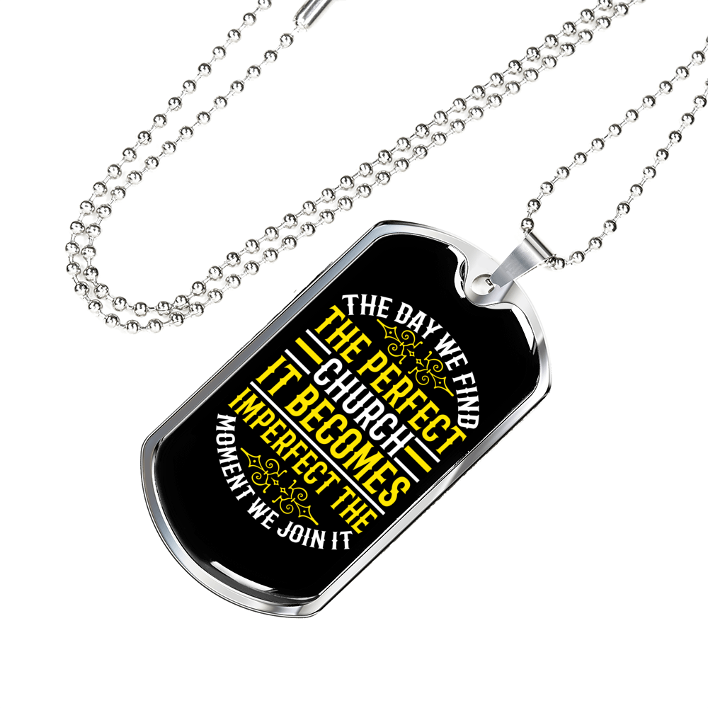 The Day We Find Christian Necklace Stainless Steel or 18k Gold Dog Tag 24" Chain-Express Your Love Gifts
