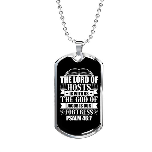 The God Of Fortress Christian Necklace Stainless Steel or 18k Gold Dog Tag 24" Chain-Express Your Love Gifts