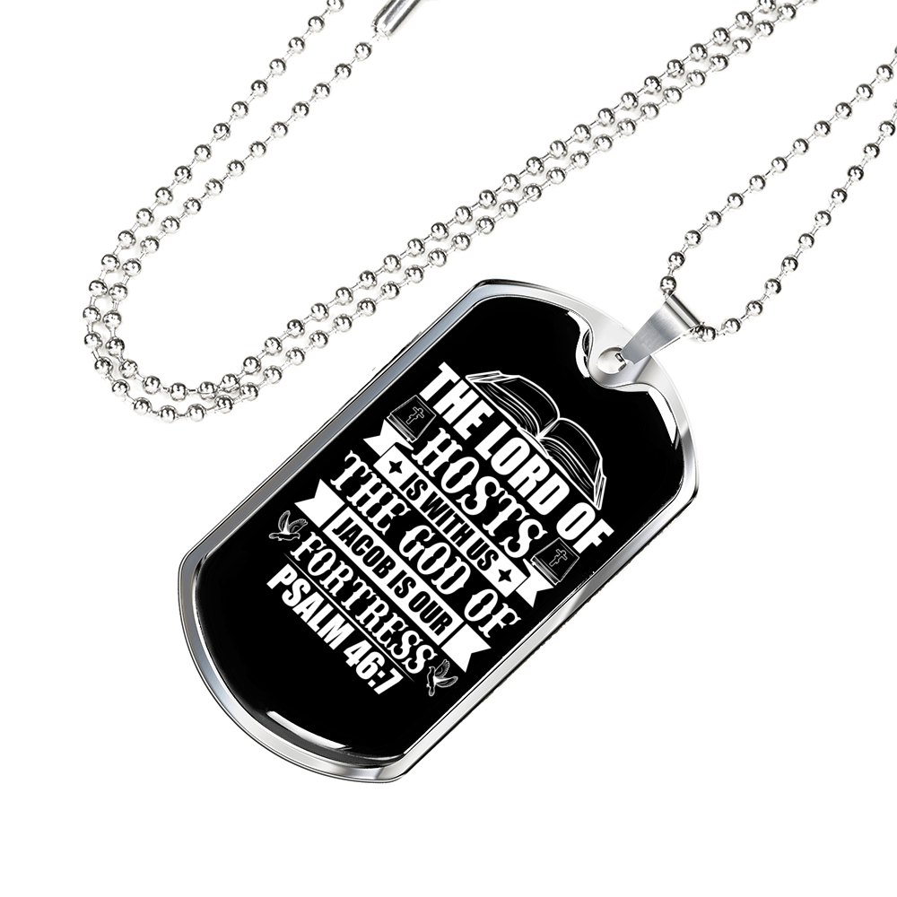 The God Of Fortress Christian Necklace Stainless Steel or 18k Gold Dog Tag 24" Chain-Express Your Love Gifts