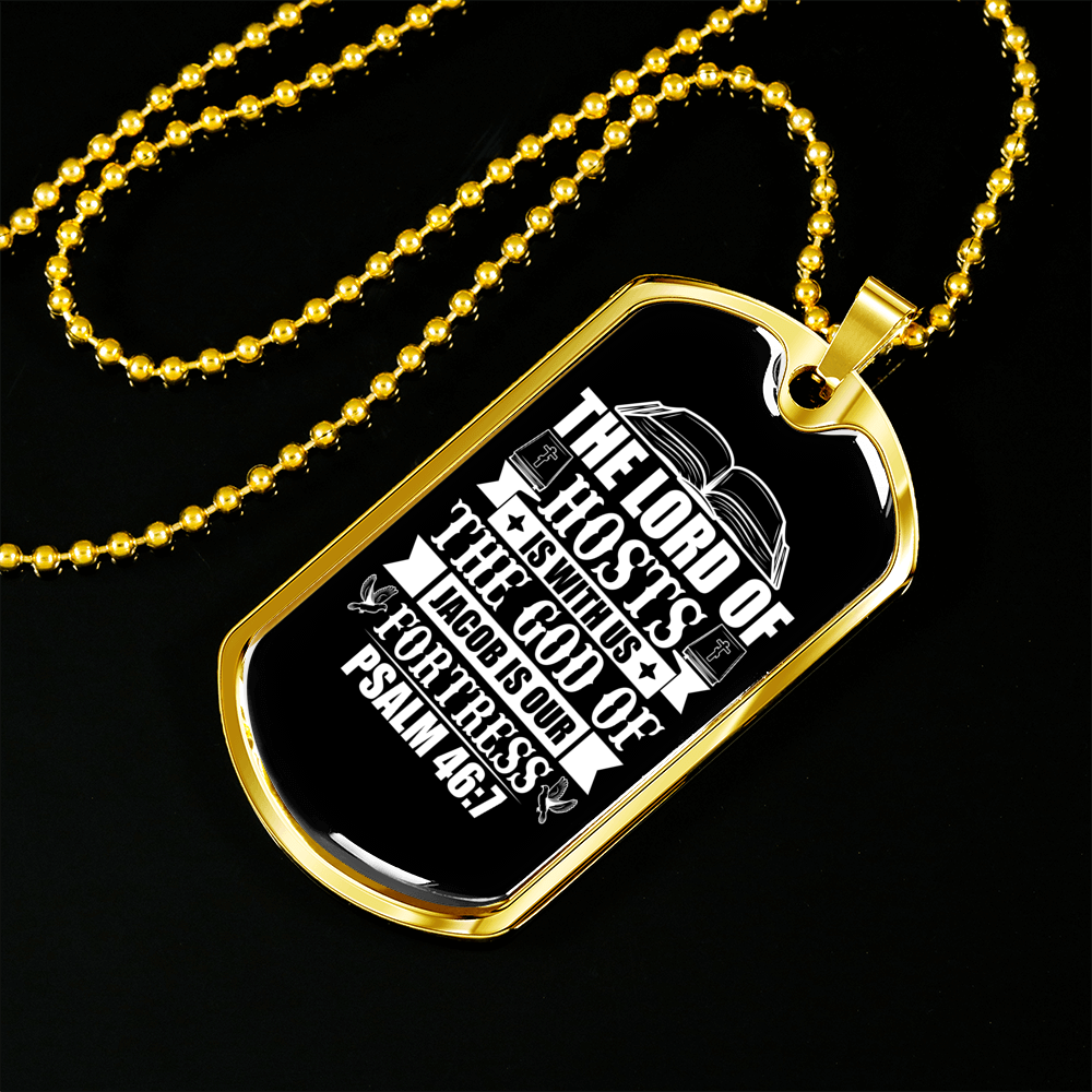 The God Of Fortress Christian Necklace Stainless Steel or 18k Gold Dog Tag 24" Chain-Express Your Love Gifts