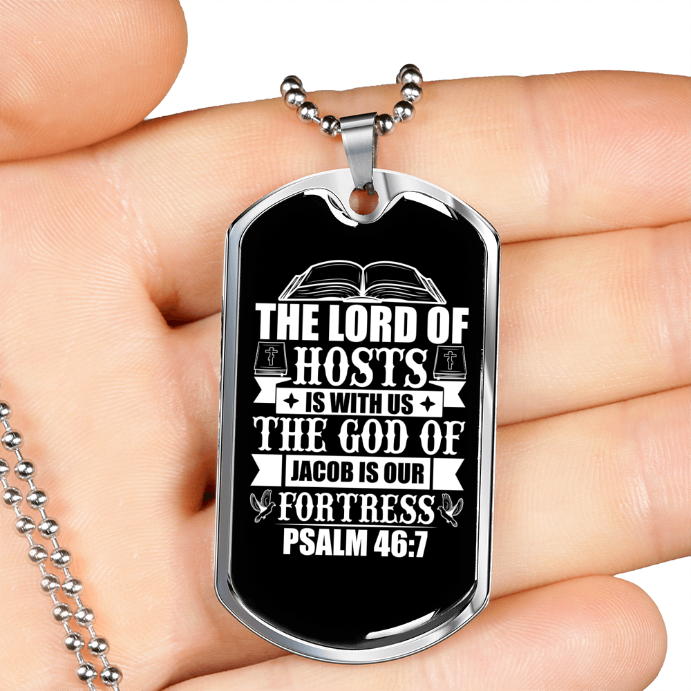 The God Of Fortress Christian Necklace Stainless Steel or 18k Gold Dog Tag 24" Chain-Express Your Love Gifts