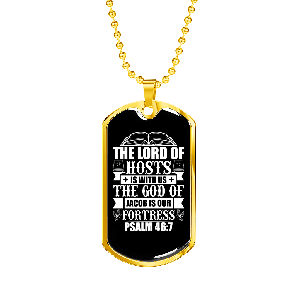 The God Of Fortress Christian Necklace Stainless Steel or 18k Gold Dog Tag 24" Chain-Express Your Love Gifts