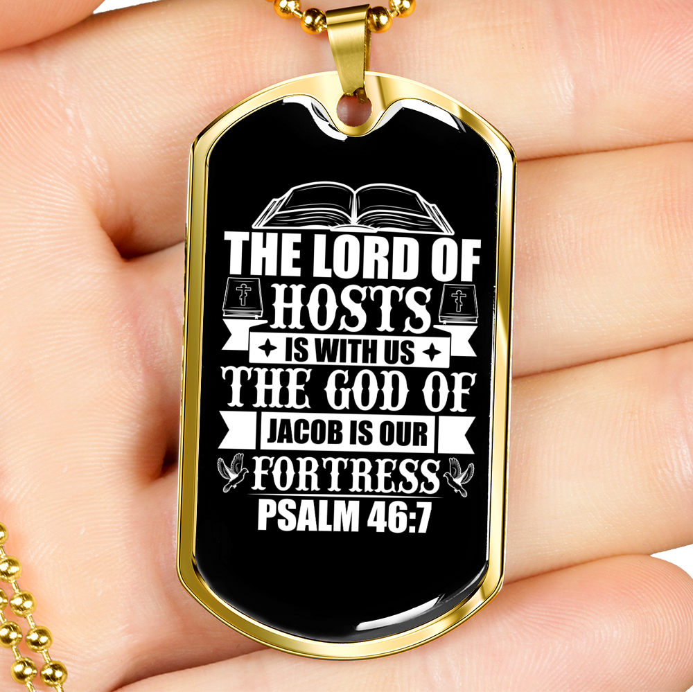 The God Of Fortress Christian Necklace Stainless Steel or 18k Gold Dog Tag 24" Chain-Express Your Love Gifts