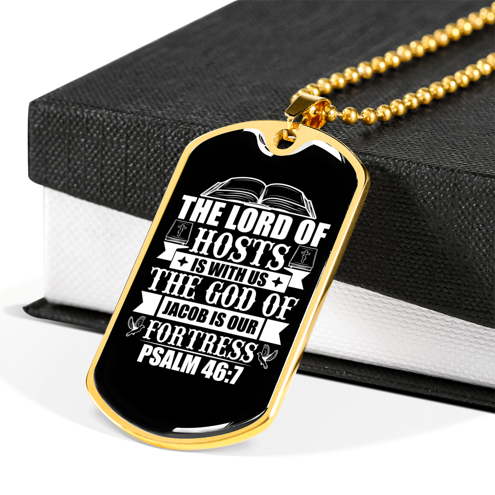 The God Of Fortress Christian Necklace Stainless Steel or 18k Gold Dog Tag 24" Chain-Express Your Love Gifts