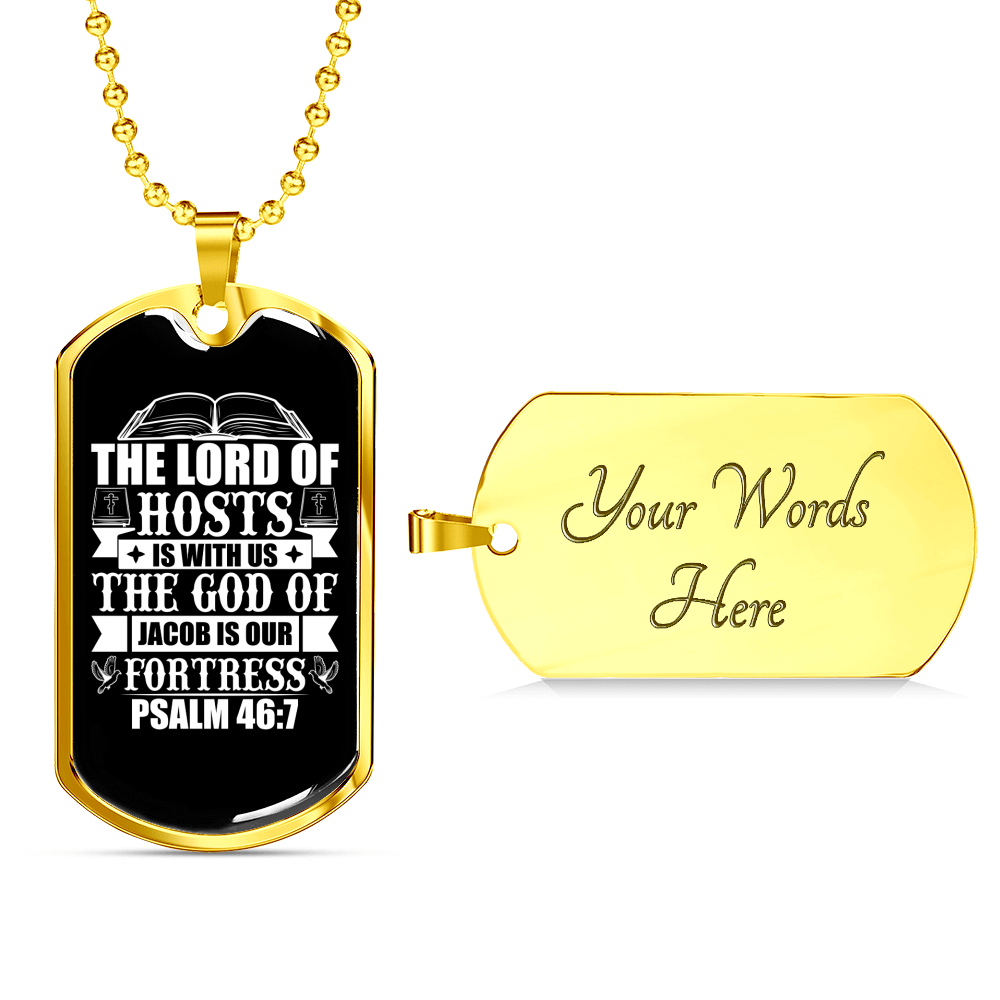 The God Of Fortress Christian Necklace Stainless Steel or 18k Gold Dog Tag 24" Chain-Express Your Love Gifts