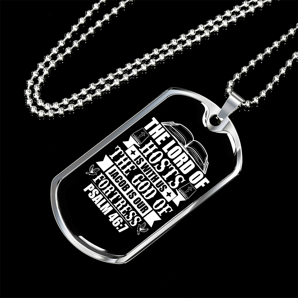 The God Of Fortress Christian Necklace Stainless Steel or 18k Gold Dog Tag 24" Chain-Express Your Love Gifts