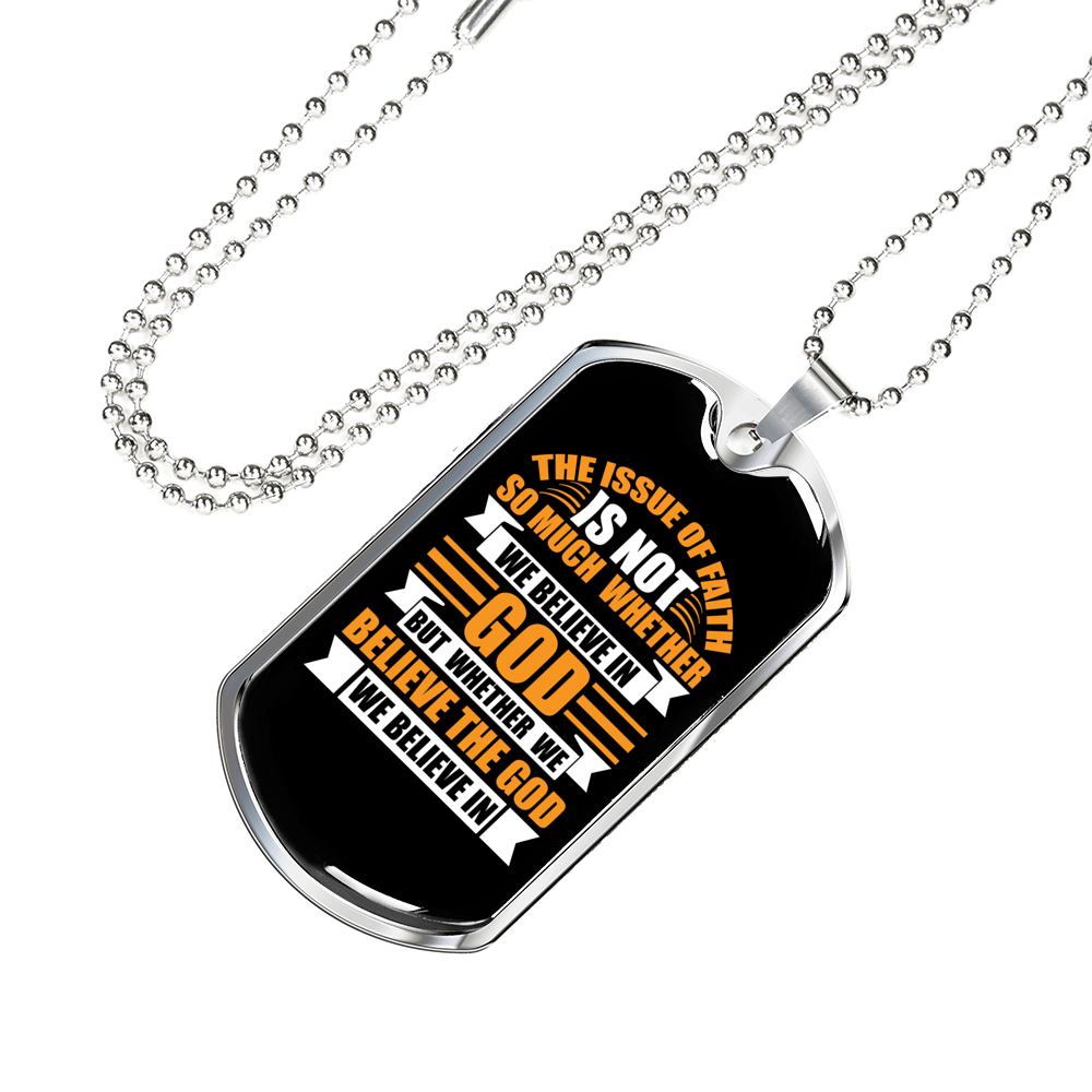 The God We Believe Christian Necklace Stainless Steel or 18k Gold Dog Tag 24" Chain-Express Your Love Gifts