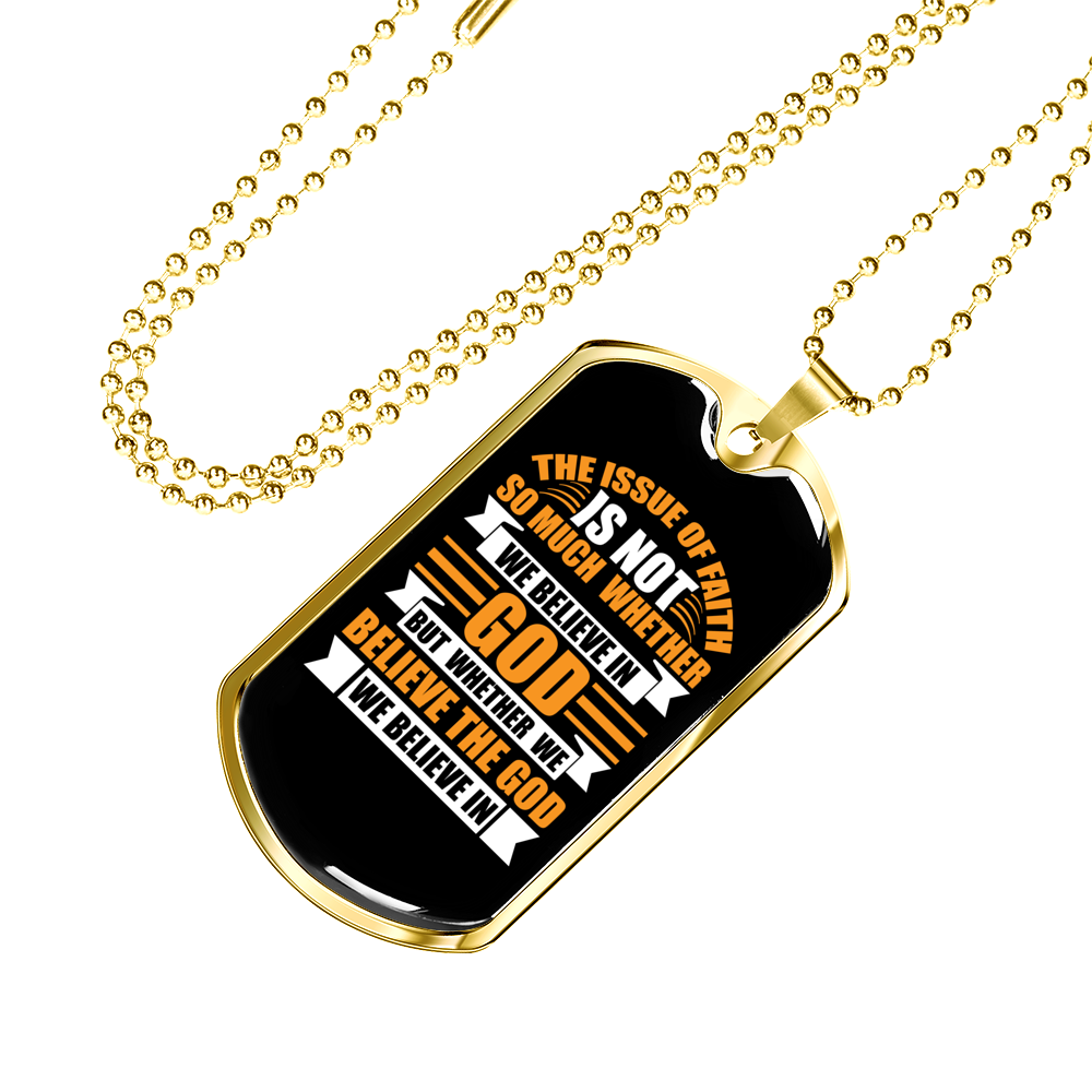 The God We Believe Christian Necklace Stainless Steel or 18k Gold Dog Tag 24" Chain-Express Your Love Gifts