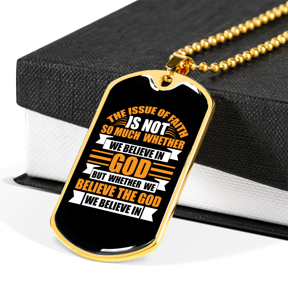 The God We Believe Christian Necklace Stainless Steel or 18k Gold Dog Tag 24" Chain-Express Your Love Gifts
