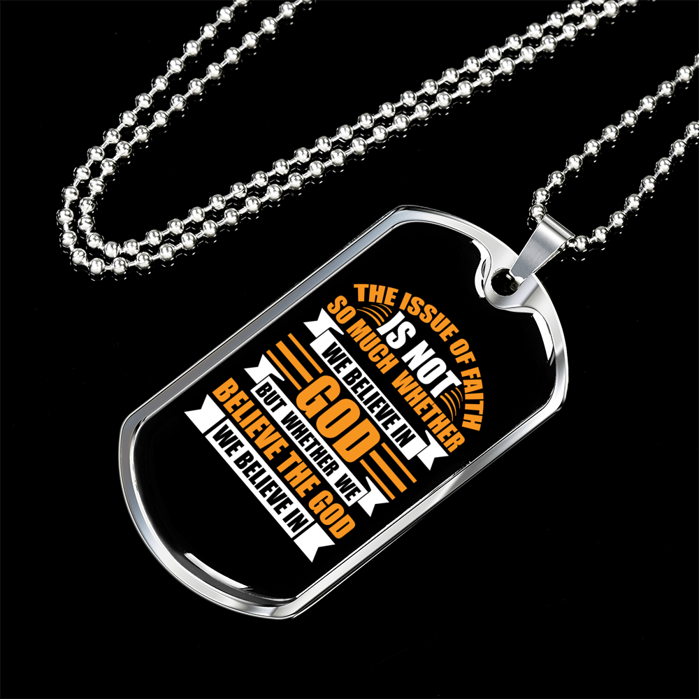 The God We Believe Christian Necklace Stainless Steel or 18k Gold Dog Tag 24" Chain-Express Your Love Gifts