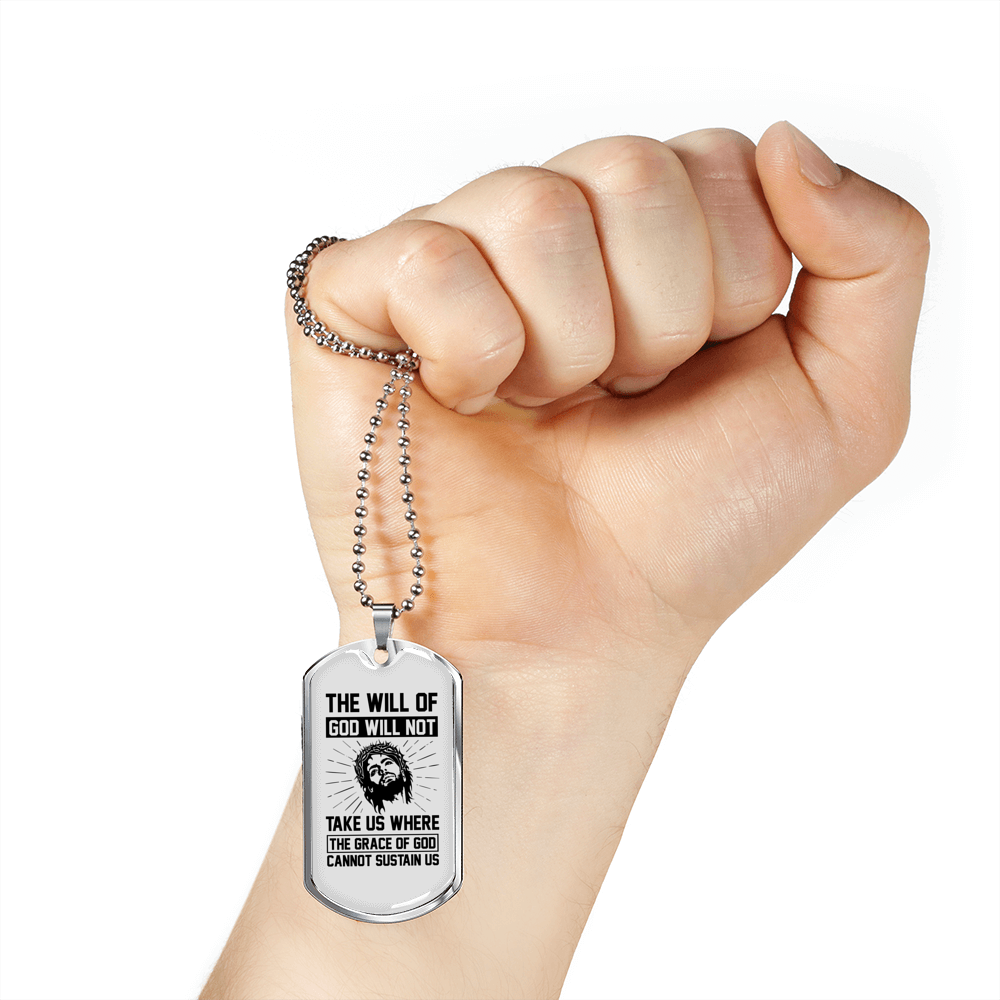 The Grace Of God Christian Necklace Stainless Steel or 18k Gold Dog Tag 24" Chain-Express Your Love Gifts