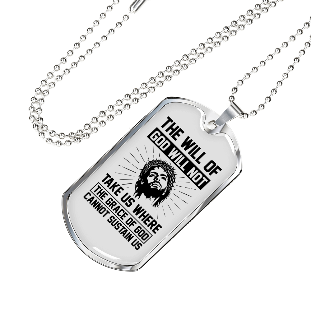 The Grace Of God Christian Necklace Stainless Steel or 18k Gold Dog Tag 24" Chain-Express Your Love Gifts