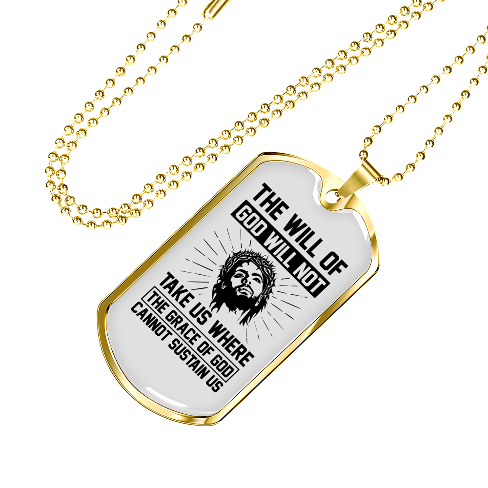 The Grace Of God Christian Necklace Stainless Steel or 18k Gold Dog Tag 24" Chain-Express Your Love Gifts