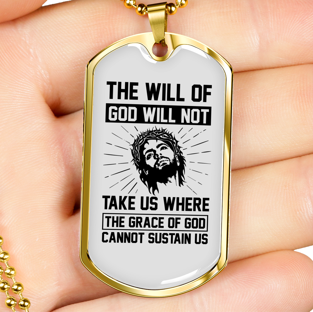 The Grace Of God Christian Necklace Stainless Steel or 18k Gold Dog Tag 24" Chain-Express Your Love Gifts