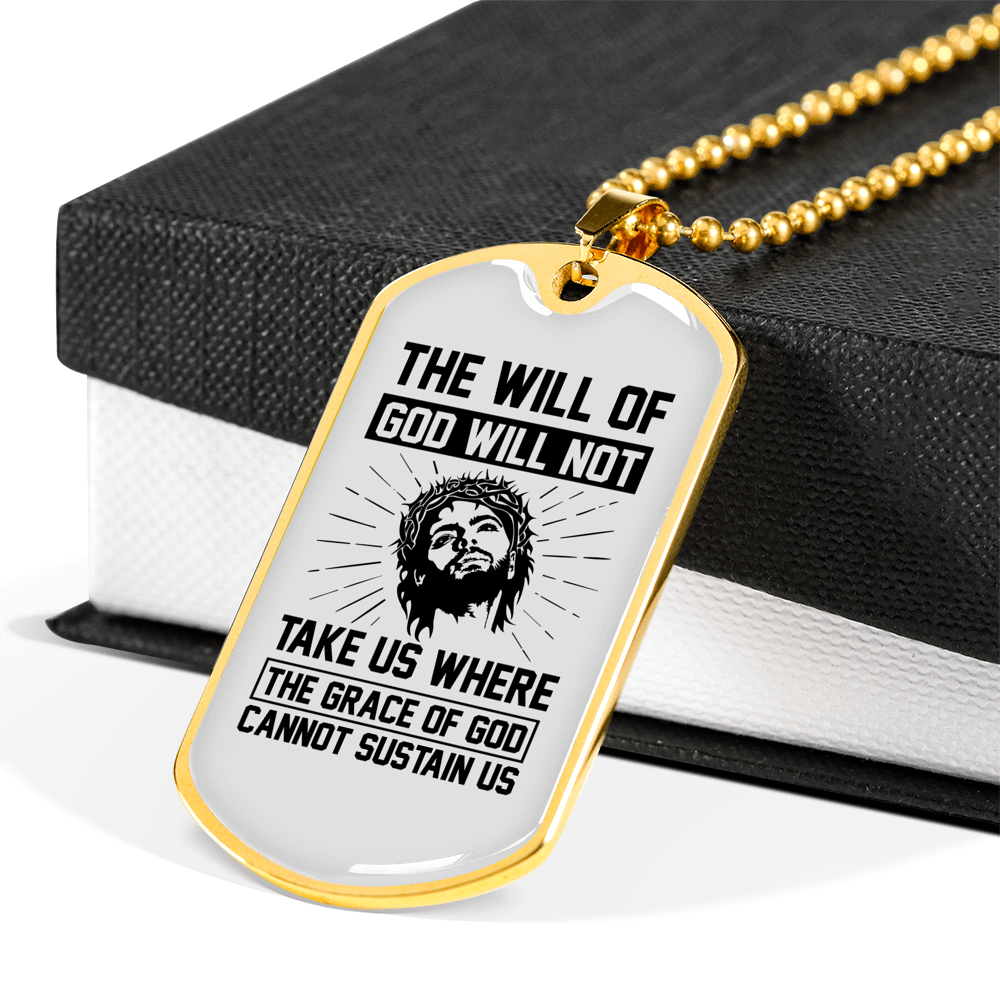 The Grace Of God Christian Necklace Stainless Steel or 18k Gold Dog Tag 24" Chain-Express Your Love Gifts