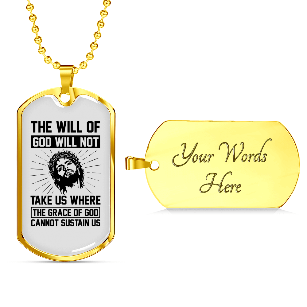 The Grace Of God Christian Necklace Stainless Steel or 18k Gold Dog Tag 24" Chain-Express Your Love Gifts