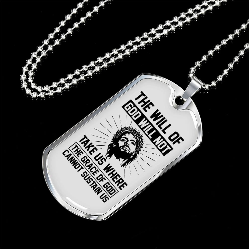 The Grace Of God Christian Necklace Stainless Steel or 18k Gold Dog Tag 24" Chain-Express Your Love Gifts