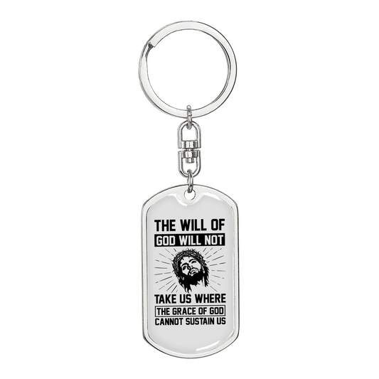 The Grace Of God Keychain Stainless Steel or 18k Gold Dog Tag Keyring-Express Your Love Gifts