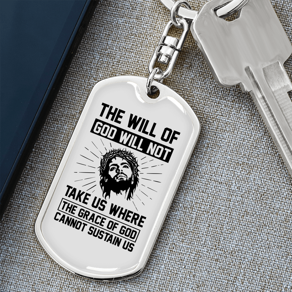 The Grace Of God Keychain Stainless Steel or 18k Gold Dog Tag Keyring-Express Your Love Gifts