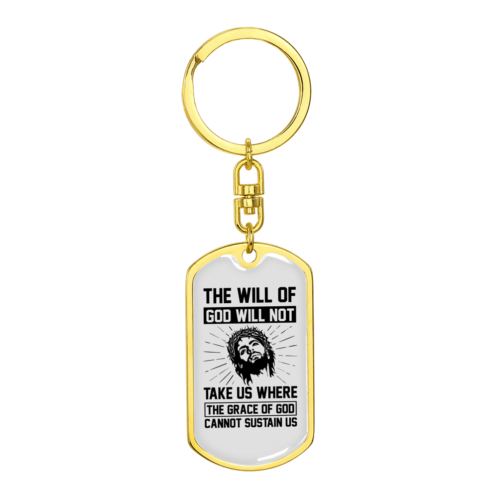 The Grace Of God Stainless Steel or 18k Gold Premium Swivel Dog Tag Keychain
