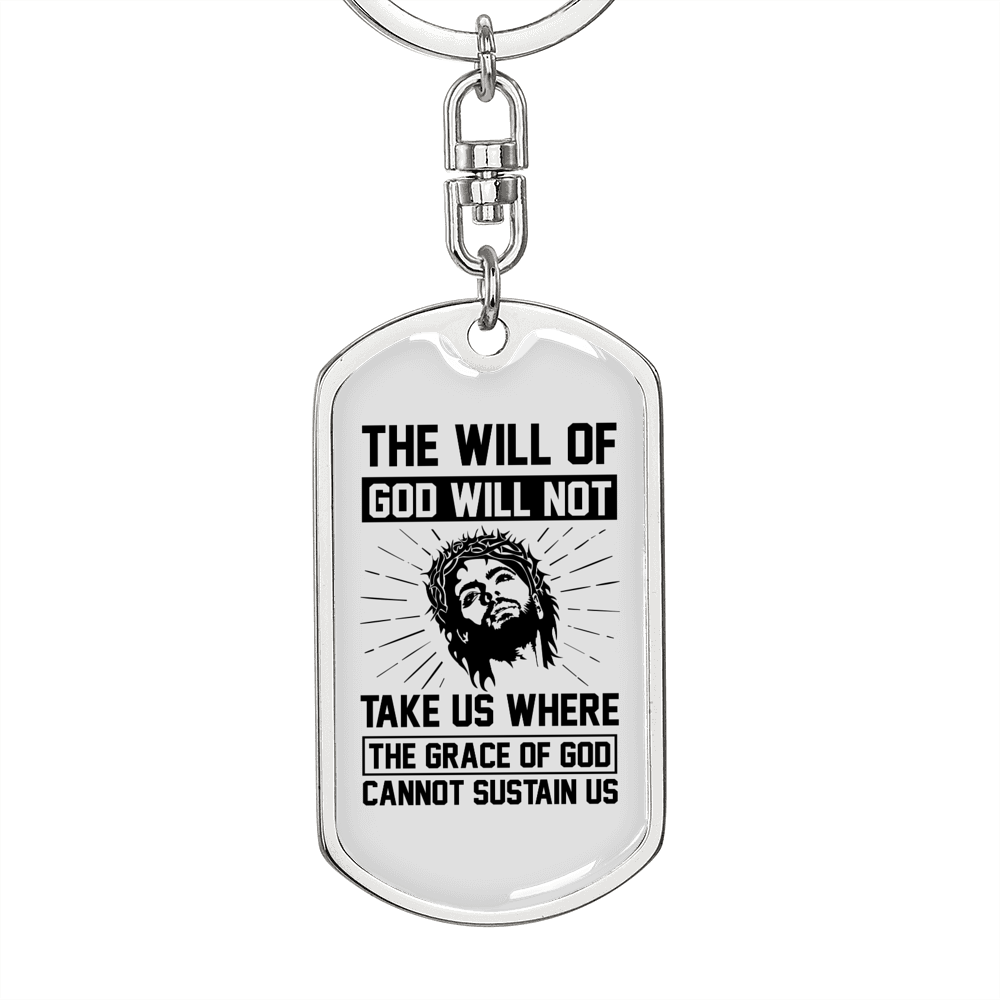 The Grace Of God Keychain Stainless Steel or 18k Gold Dog Tag Keyring-Express Your Love Gifts