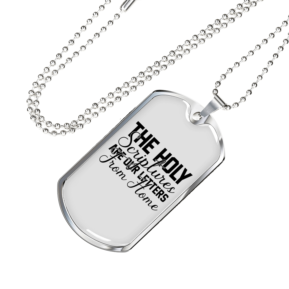 The Holy Scriptures Christian Necklace Stainless Steel or 18k Gold Dog Tag 24" Chain-Express Your Love Gifts