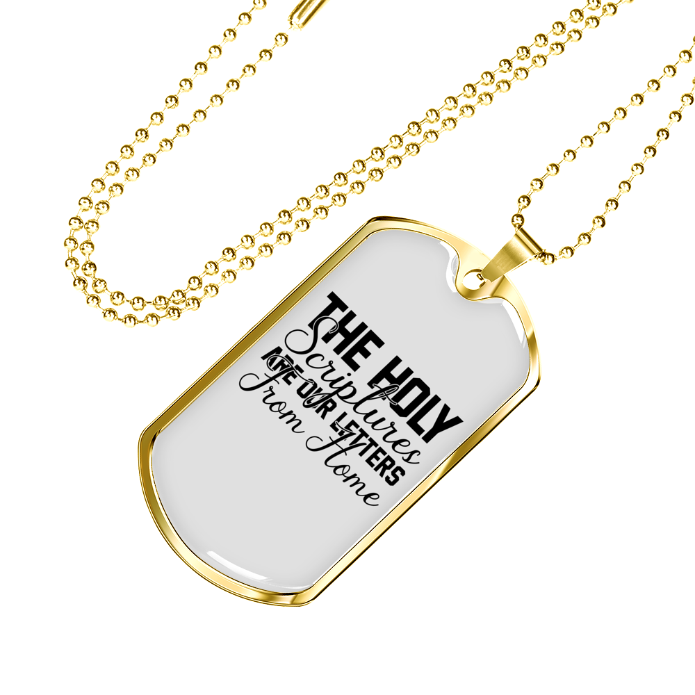 The Holy Scriptures Christian Necklace Stainless Steel or 18k Gold Dog Tag 24" Chain-Express Your Love Gifts