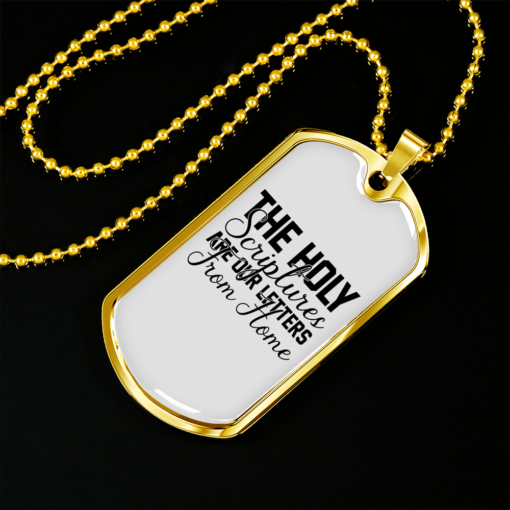 The Holy Scriptures Christian Necklace Stainless Steel or 18k Gold Dog Tag 24" Chain-Express Your Love Gifts