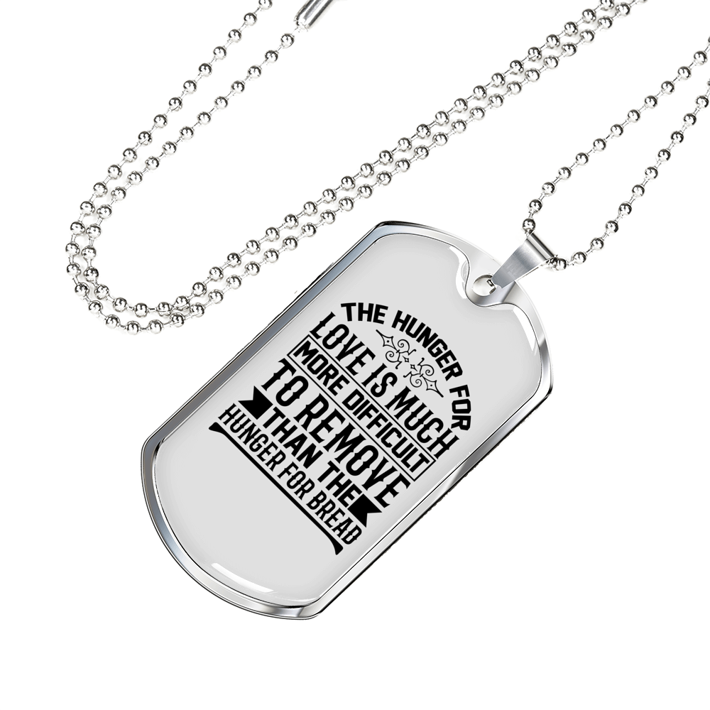 The Hunger For Love Christian Necklace Stainless Steel or 18k Gold Dog Tag 24" Chain-Express Your Love Gifts