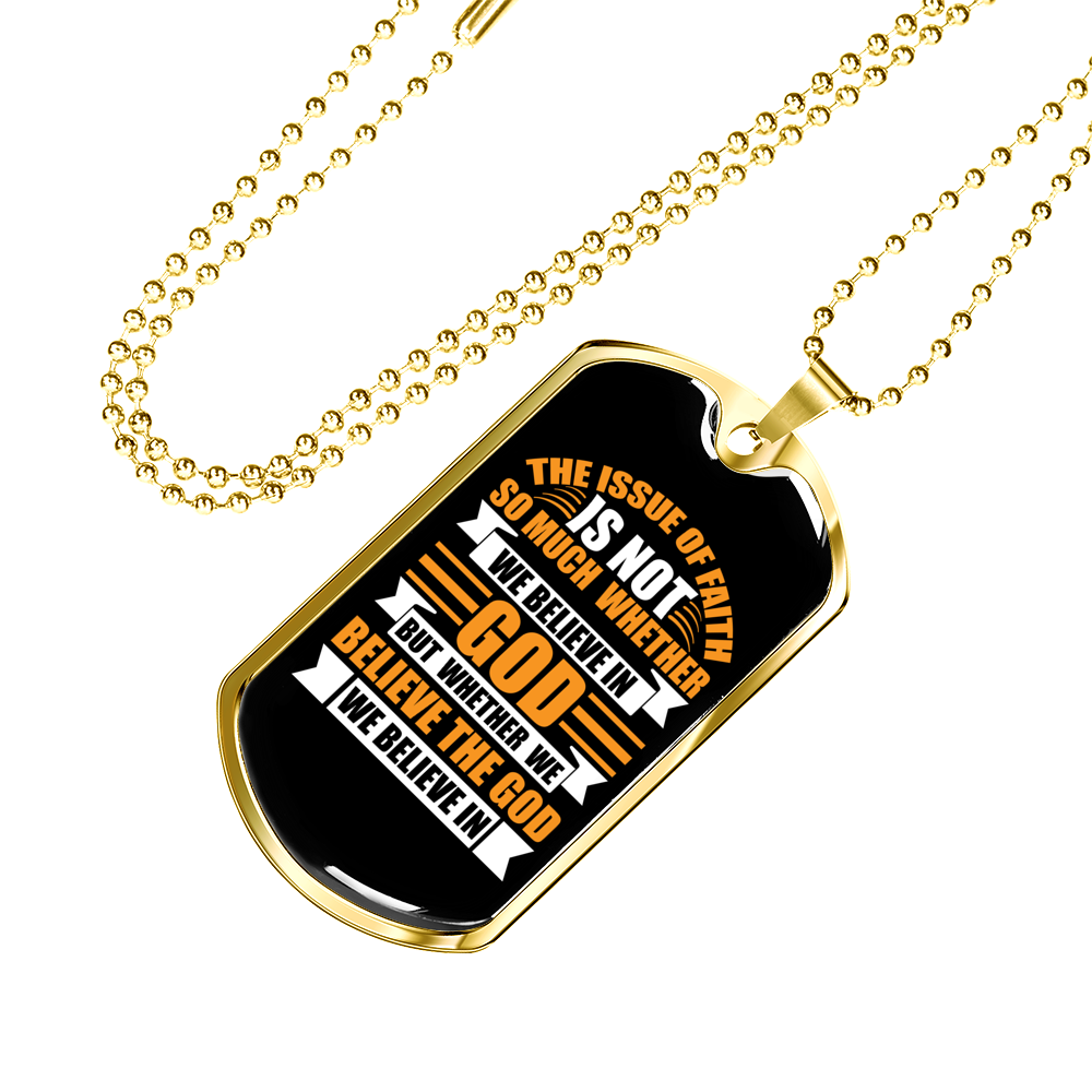 The Issue Of Faith Christian Necklace Stainless Steel or 18k Gold Dog Tag 24" Chain-Express Your Love Gifts