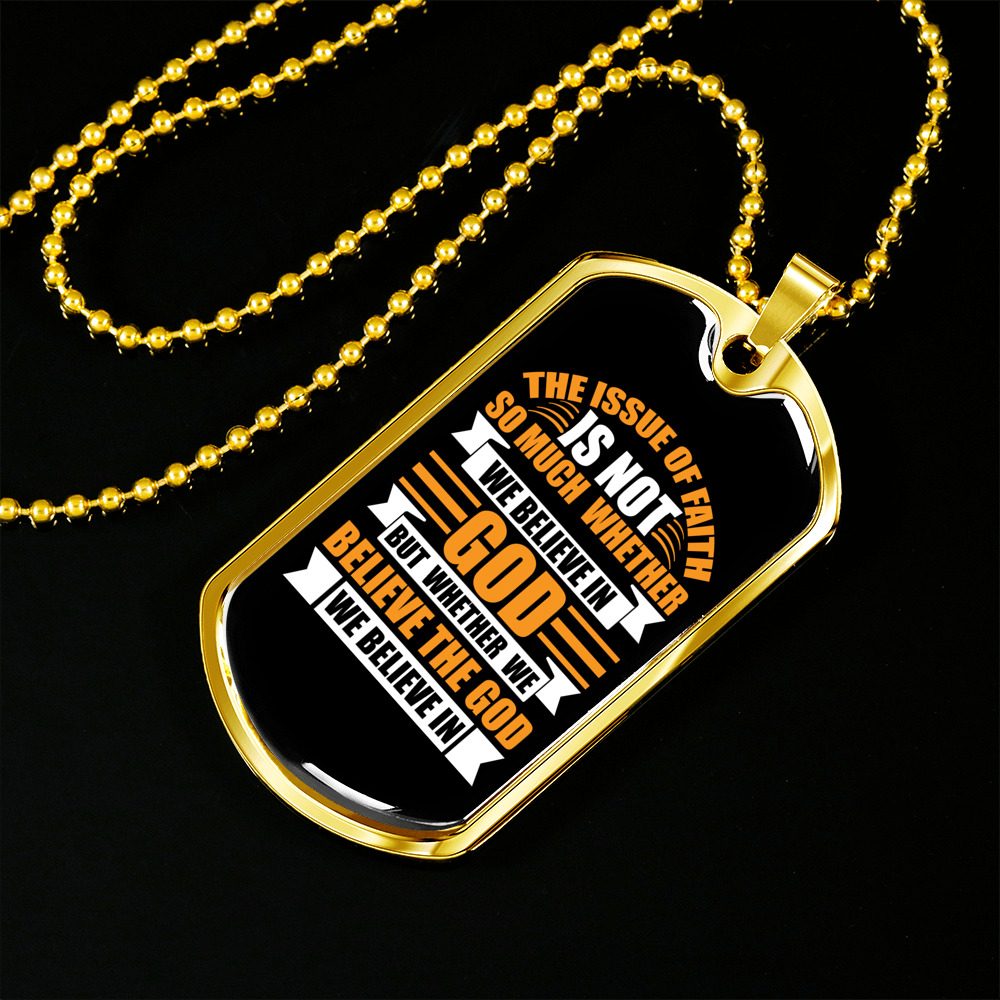 The Issue Of Faith Christian Necklace Stainless Steel or 18k Gold Dog Tag 24" Chain-Express Your Love Gifts